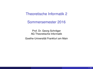 Theoretische Informatik 2 Sommersemester 2016