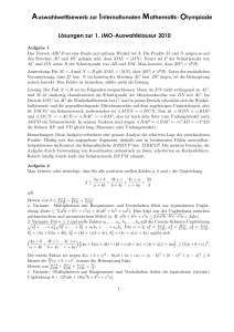 Lösungen zur 1. IMO-Auswahlklausur 2010