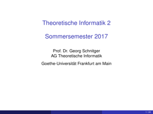 Theoretische Informatik 2 Sommersemester 2017
