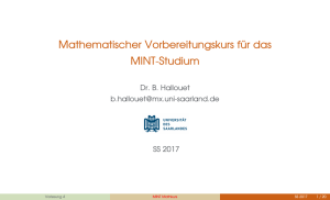 Mathematischer Vorbereitungskurs für das MINT