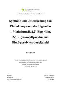 Synthese und Untersuchung von Platinkomplexen der Liganden 1