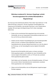 Wohnbau-Landesrat Dr. Hermann Kepplinger schickt
