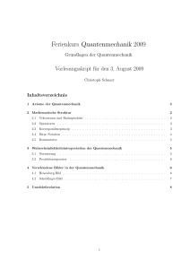 Ferienkurs Quantenmechanik 2009