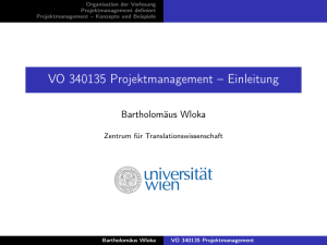 VO 340135 Projektmanagement – Einleitung