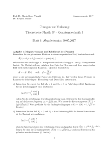 Ubungen zur Vorlesung: Theoretische Physik IV