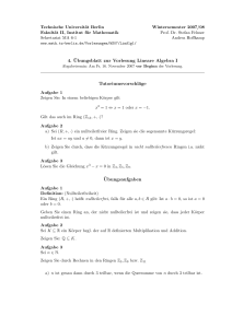 4. ¨Ubungsblatt zur Vorlesung Lineare Algebra I
