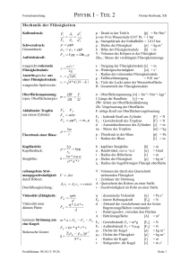 Physik I - Formelsammlung Teil 2