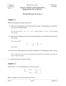 Lösung für Serie 2 - Lineare Algebra und - SAM