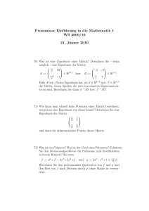 Proseminar Einführung in die Mathematik 1 WS 2009/10 21. Jänner