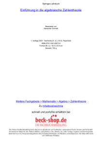 Einführung in die algebraische Zahlentheorie - Beck-Shop