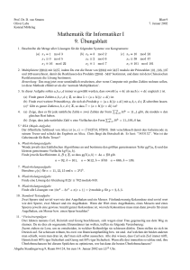 Mathematik für Informatiker I 9. Übungsblatt
