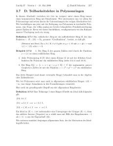 3.7 D: Teilbarkeitslehre in Polynomringen