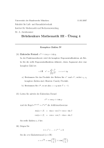 Brückenkurs Mathematik III - ¨Ubung 4