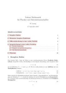 Vorkurs Mathematik für Physiker und Materialwissenschaftler