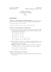 Lineare Algebra I für Lehramt Blatt 1