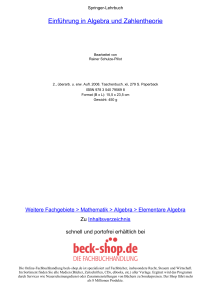 Einführung in Algebra und Zahlentheorie - Beck-Shop