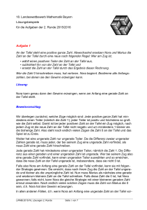 18. Landeswettbewerb Mathematik Bayern Lösungsbeispiele für die