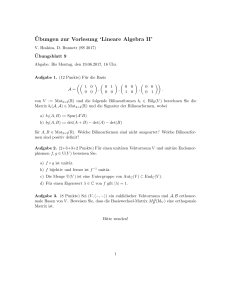 Ubungen zur Vorlesung `Lineare Algebra II`