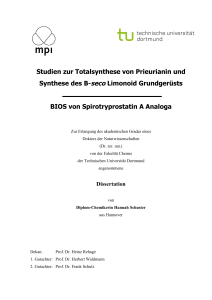 Studien zur Totalsynthese von Prieurianin und