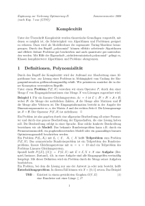 Komplexität 1 Definitionen, Polynomialität