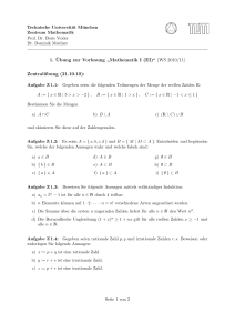 1. Übung zur Vorlesung „Mathematik I (EI)“ (WS 2010/11