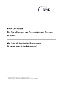 BPtK-Checkliste für Einrichtungen der Psychiatrie und Psycho