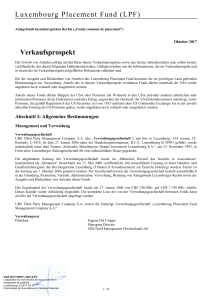 Luxembourg Placement Fund (LPF) Verkaufsprospekt