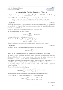 Analytische Zahlentheorie – Blatt 9