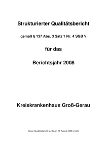 Strukturierter Qualitätsbericht für das Berichtsjahr 2008