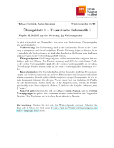 ¨Ubungsblatt 1 – Theoretische Informatik I