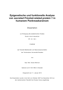 Epigenetische und funktionelle Analyse von secreted Frizzled