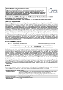 Wesentliche Anlegerinformationen Deutsche Invest I Top