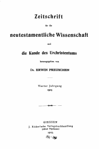 Zeitschrift neutestamentliche Wissenschaft