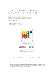 Physik IV – Atome und Moleküle SS11