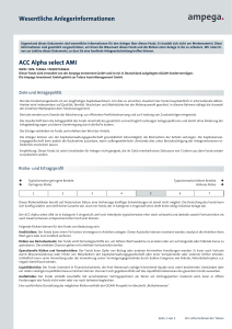 Wesentliche Anlegerinformationen ACC Alpha select AMI