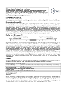 Wesentliche Anlegerinformationen Oppenheim Portfolio E Ziele und