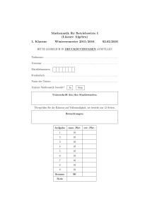 1. Klausur Wintersemester 2015/2016 02.02.2016