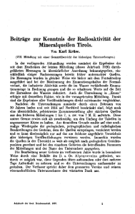 Beiträge zur Kenntnis der Radioaktivität der Mineralquellen Tirols.