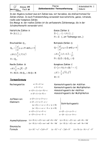 Klasse: PF Fach: M In der Algebra rechnet man mit Zahlen bzw. m