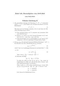 Zirkel 12b, Hausaufgaben vom 19.05.2010 Pellsche Gleichung II