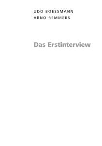 Das Erstinterview - Deutscher Psychologen Verlag GmbH