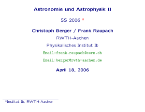 Astronomie und Astrophysik II SS 2006