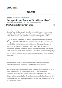 Thomas Schmid: Noch gehÃ¶rt der Islam nicht zu Deutschland