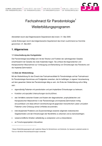 Fachzahnarzt für Parodontologie Weiterbildungsprogramm