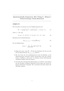 Quantenmechanik, Sommersem. 2011, ¨Ubung 9 = Klausur 1