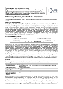 Wesentliche Anlegerinformationen DWS Vorsorge Premium, ein