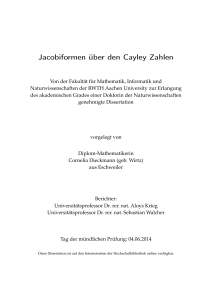 Jacobiformen über den Cayley Zahlen - RWTH