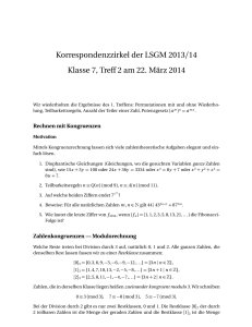 Korrespondenzzirkel der LSGM 2013/14 Klasse 7, Treff 2 am 22