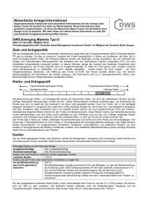 Wesentliche Anlegerinformationen DWS Emerging Markets Typ O