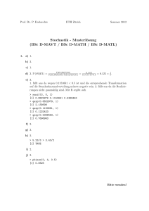 Stochastik - Musterlösung (BSc D-MAVT / BSc D-MATH